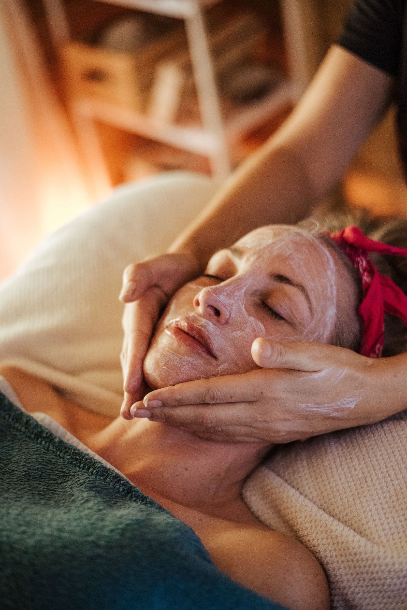 Woman enjoying a facial treatment